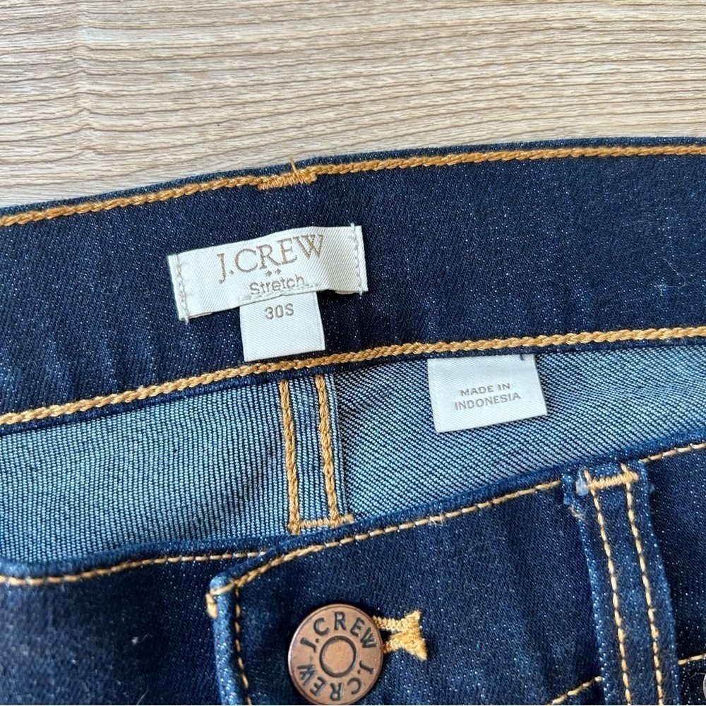 J. Crew Blue Dark Wash Stretch Jeans Straight Leg Short - Picture 5 of 6
